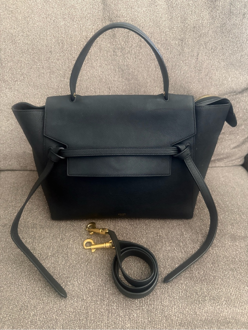 Celine Medium Black Leather Belt Bag